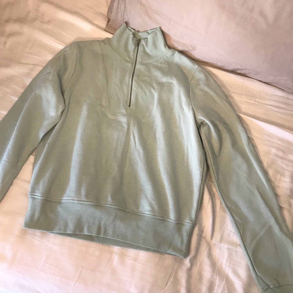 Light mint half zip up sweater
